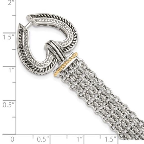 New with tags Shey Couture Sterling Silver with 14K  Diamond Heart Bracelet - Picture 3 of 16